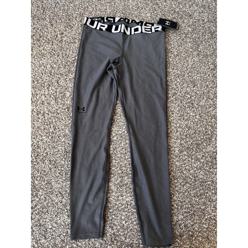 Under Armour Womens L HeatGear Compression Leggings Gray Mid Rise NWT 1383559